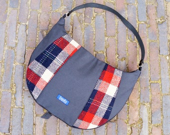 Plaid borsa di campagna cottage chic occidentale grande borsa a tracolla borsa in tela borsa genuina pelle nera cinghia elegante borsa quotidiana tartan