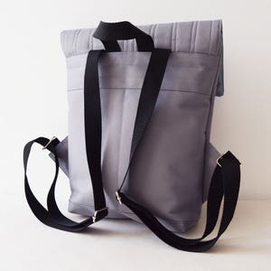 Backpack light gray hipster backpack rucksack cycling bag everyday small mini backpack Zurichtoren geometric simple minimalist backpack bag image 2