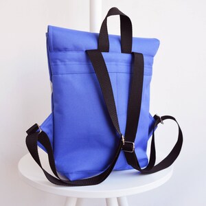 Rucksack blau Hipster Rucksack Rucksack Fahrradtasche jeden Tag kleine Mini-Rucksack Magie Pilz abstrakte OOAK purplish veganrucksack Bild 4