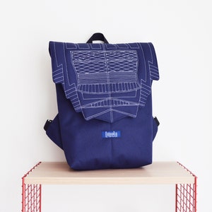 Backpack dark blue hipster backpack rucksack cycling bag everyday small mini backpack Zurichtoren geometric simple minimalist backpack bag