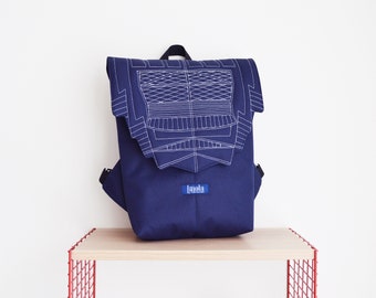 Zaino blu scuro hipster zaino zaino zaino borsa da ciclismo tutti i giorni piccolo mini zaino di zurichtoren geometrico semplice borsa zaino minimalista