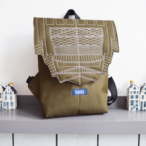 Mochila militar verde militar, mochila hipster, mochila para ciclismo, mochila pequeña para uso diario, mochila caqui, Zurichtoren, geométrica, minimalista
