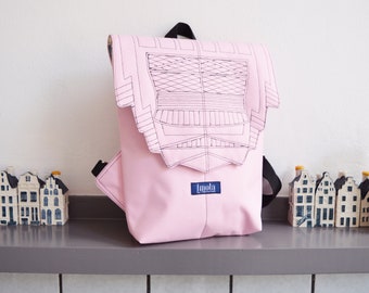 Backpack rose quartz hipster backpack rucksack cycling bag waterproof small mini backpack Zurichtoren geometric simple minimal pastel pink