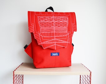 Rucksack heißen roten Hipster Radtouren Tasche wasserdicht kleinen Mini Rucksack Zurichtoren geometrische einfache minimale Chili Paprika