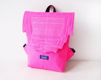 Rucksack neon pink hipster rucksack rucksack rucksack wasserdicht kleinen mini rucksack Zurichtoren geometrische einfache minimal lebendige