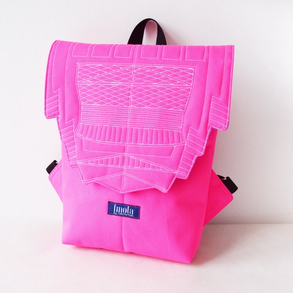 Backpack neon pink hipster backpack rucksack cycling bag waterproof small mini backpack Zurichtoren geometric simple minimal vibrant neon