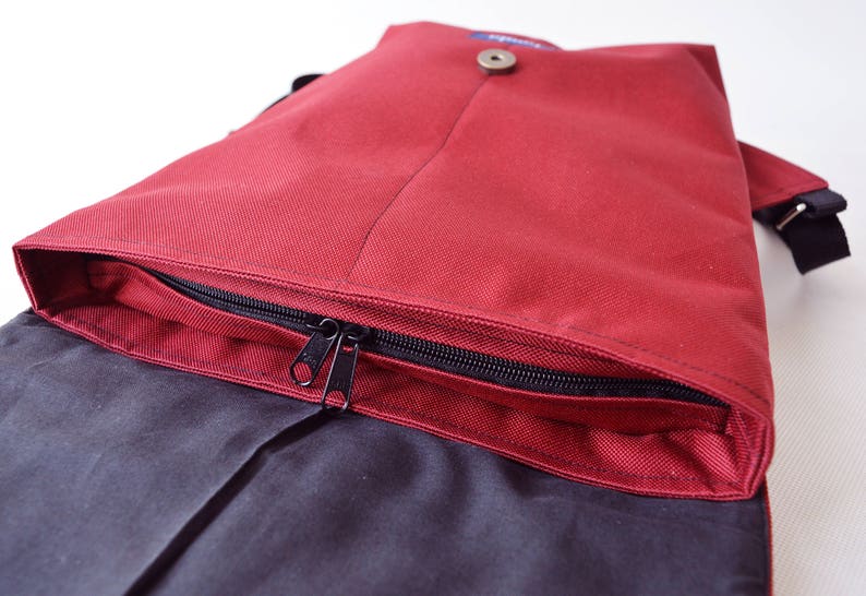 Backpack burgundy hipster backpack rucksack cycling bag everyday small mini backpack Zurichtoren geometric simple minimalist dark red cherry image 4
