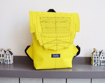 Backpack yellow neon yellow hipster backpack rucksack cycling bag waterproof small mini backpack Zurichtoren geometric simple minimal lemon