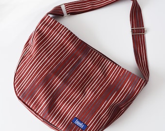 Bike crossbody bag bike messenger bag striped brick red brown cycling bag cottage chic shabby minimalist simple casual 1.1 BASIC COLLECTION