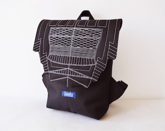 Zaino nero hipster zaino zaino borsa ogni giorno piccoli mini zaino ciclismo Zurichtoren geometrica semplice zaino minimal nerofumo