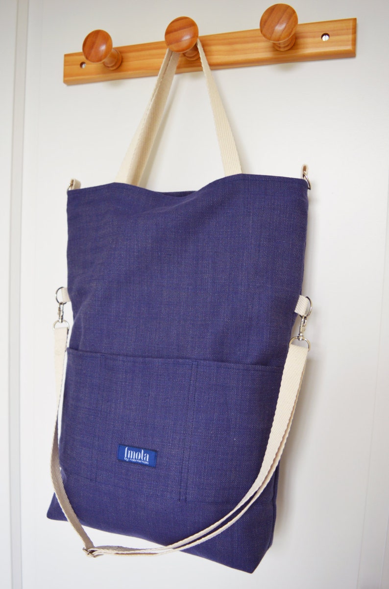 Large fold over canvas tote bag shopping bag casual fold over Etsy