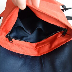 Backpack orange hipster backpack rucksack cycling bag waterproof small mini backpack Zurichtoren geometric simple minimalist backpack brick image 4