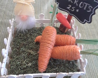 Whimsical Carrot Patch Centerpiece / Bunny Garden Gnome / Spring Table Decor