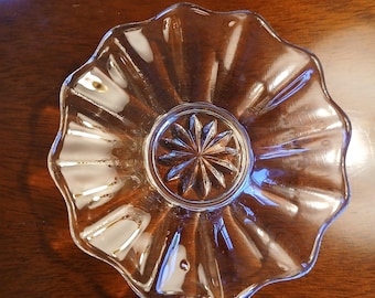 Vintage Clear Glass Ring Dish / Trinket Dish / Hollywood Regency