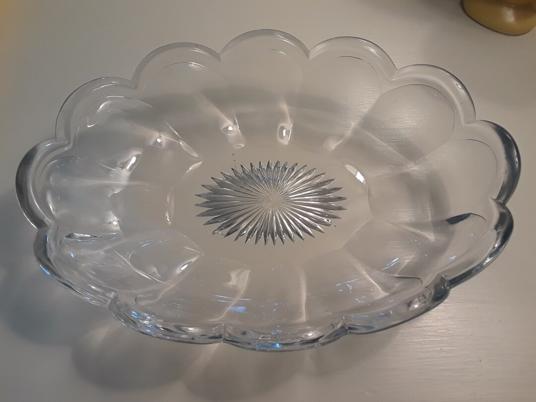 Vintage Heisey Scalloped Edge Dish / Relish Dish / Marked With the