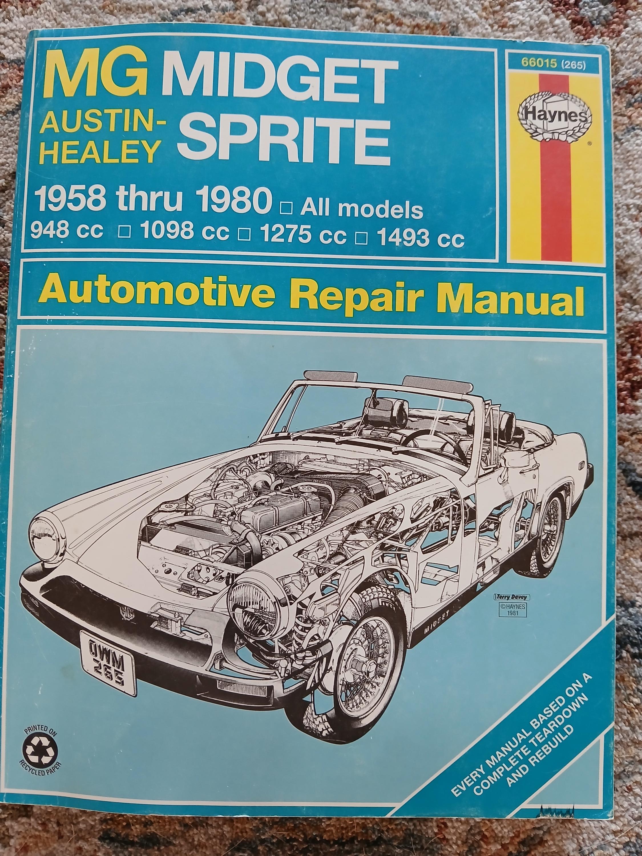 MG Midget Austin-healey Sprite Automotive Repair Manual / All