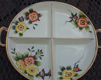 Vintage Noritake Hand Painted Divided Dish / Made in Japan / Old-Hollywood-look