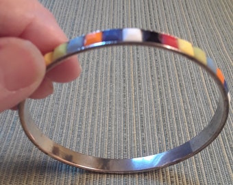 Beveled Mosaic Bangle Bracelet / Primary Colors