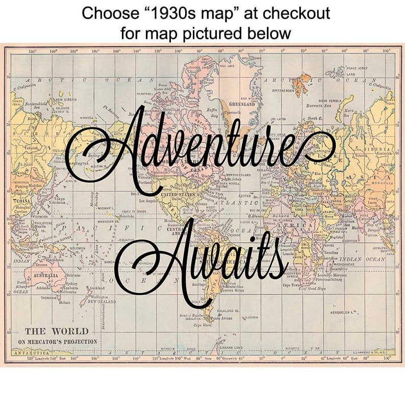 Adventure Awaits World Map Canvas or Print Expecting Mom Etsy(00)