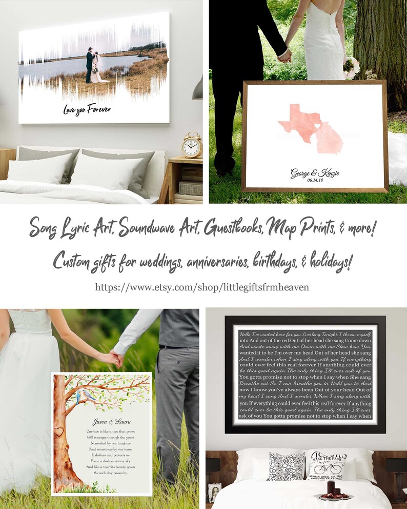 Song Lyrics Wall Art Prints Wedding Newlywed Gifts One Year Etsy