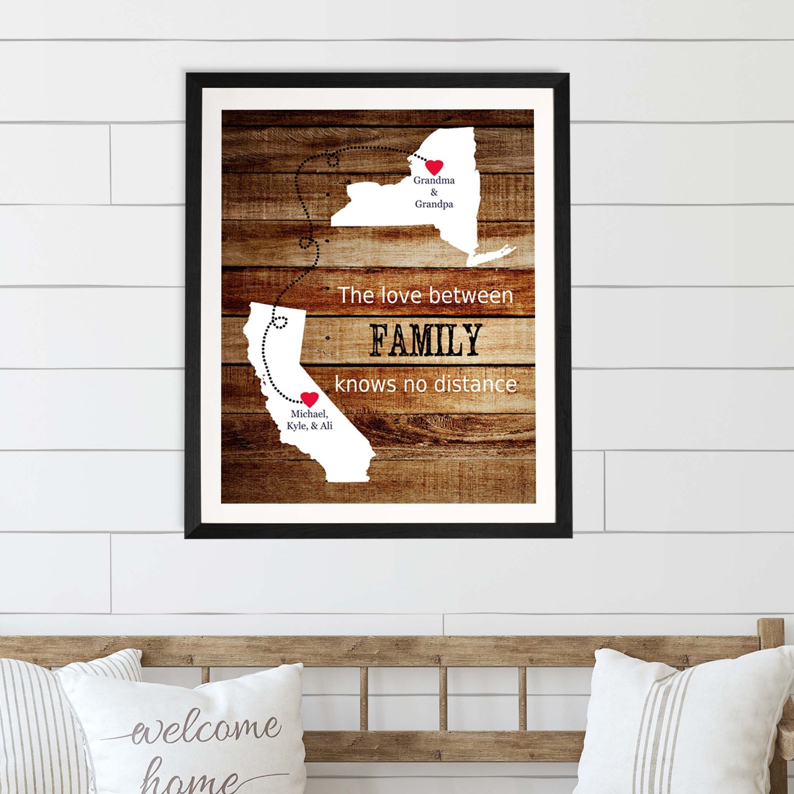 Long Distance Family States Sign Wall Art Gift From Son and Etsy