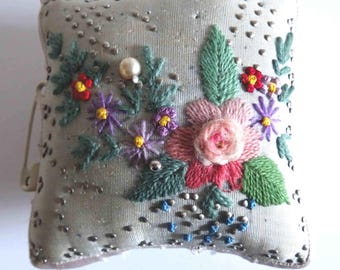PINCUSHION - EMBROIDERED LAYETTE - Probably made in the 1950's