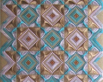 INSTRUCTION SHEET with Canvas Dusky Pearl - Harlequin Diamonds a needlepoint panel