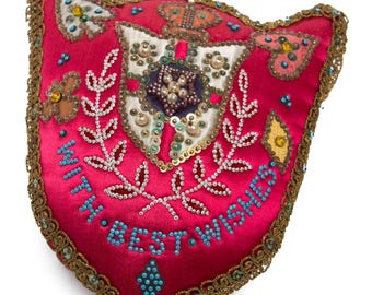SHIELD-SHAPED pincushion c:1880