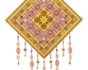 KIT PINK CHAMPAIGNE  - Needlepoint/canvaswork  panel with beaded tassels