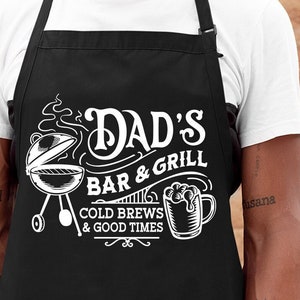 Dad's Bar en Grill svg, Bier en BBQ svg, Barbecue svg, Grillen svg, Vaderdag cadeau svg, BBQ Cut File, Funny Apron svg, Cold brews svg