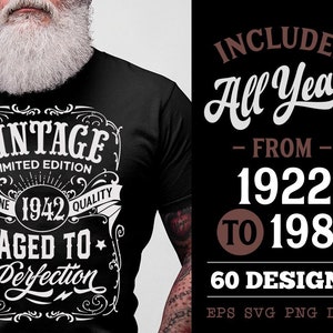 Vintage birthday svg, ALL YEARS included,  Limited edition svg, Birthday Vintage Svg, Birthday Limited