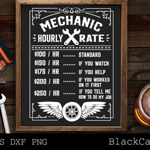 Mechanic hourly rate svg, mechanic poster svg, Dad&#39;s Garage svg, Garage svg, Dads garage svg, Tools svg, Father&#39;s day gift svg