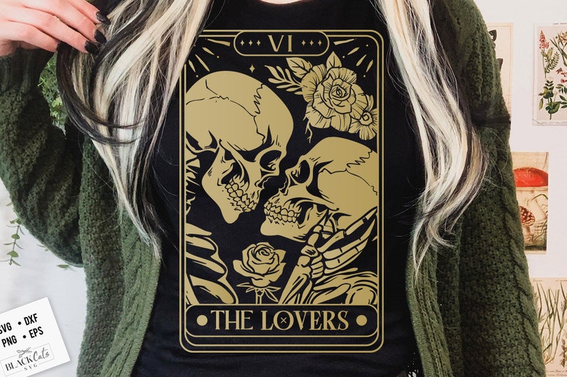 The Lovers SVG, The Lovers tarot card svg, Skeleton lovers svg, Valentine skeletons svg, Tarot card svg image 2