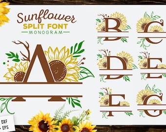 Sunflower split font monogram SVG