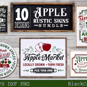 Apple rustic sign svg, Rustic Fall Bundle svg, Apple bundle svg, Rustic farmhouse apples svg, Fall rustic signs svg
