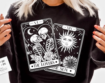 The Lovers SVG, The Lovers tarot card svg, Skeleton lovers svg, Valentine skeletons svg, Tarot card svg, the sun tarot card svg