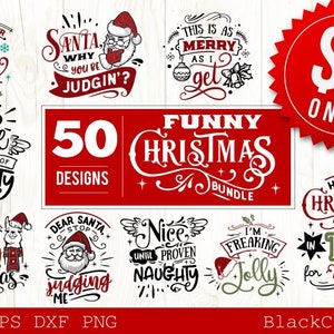 Pacchetto SVG di Natale divertente 50 design