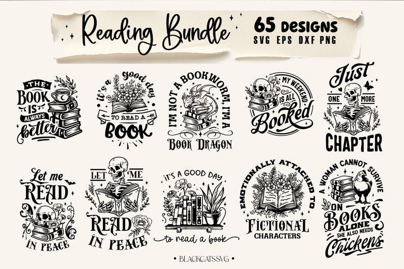 Reading Bundle 65 designs SVG, Floral books svg, Book lover svg bundle, Books bundle svg, Pile of books bundle svg, Book dragon svg image 5