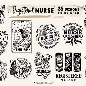 Registered Nurse Bundle 35 designs SVG, RN svg, lustige Krankenschwester svg, Skeleton Krankenschwester svg Bündel, Krankenschwesterleben svg