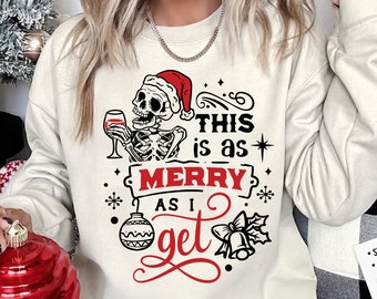 This is as merry as I get svg, Merry svg, Christmas wine svg, Skeleton Christmas Svg, Skull Santa Claus, Christmas Svg, Funny Christmas svg