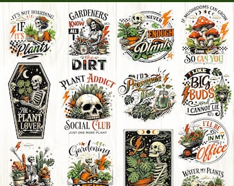 Lustige Gartenschädel Sublimationsbündel 40 Designs PNG, Pflanzenliebhaber PNG, Sarkastische Pflanzen Bündel PNG, Lustige Skelett Bündel PNG