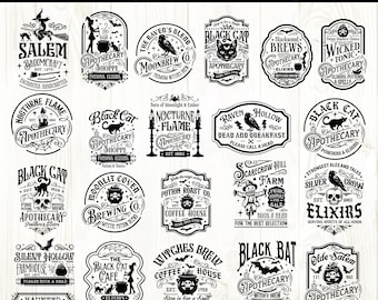 Halloween Farmhouse 30 designs SVG, Halloween svg, PNG, Dxf, Eps, Halloween  svg, Apothecary svg, Coffeehouse svg, Vintage Halloween svg