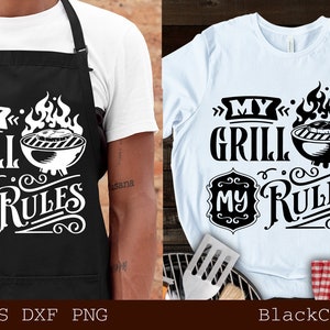 My grill my rules svg, Barbecue svg, Round BBQ, Grilling svg, Dad&#39;s Bar and Grill svg, Father&#39;s day gift svg, Funny Apron svg