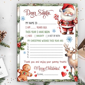 Letter to Santa PRINTABLE, Santa Letter,  Kids Letter to Santa, Easy To Print Letter To Santa , Christmas Printable, Letter to Santa Claus