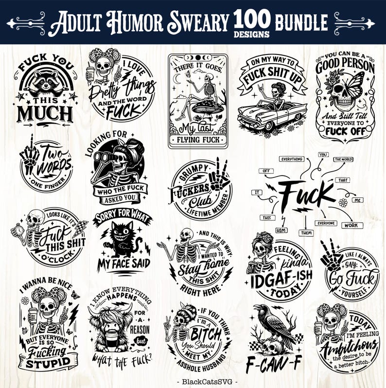 Adult humor bundle 100 designs SVG, Sweary Quotes svg, Sarcastic bundle svg, Funny adult bundle svg, skeleton svg, Sassy svg image 4