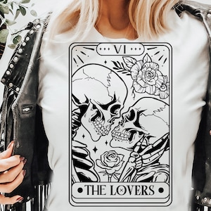 The Lovers SVG, The Lovers tarot card svg, Skeleton lovers svg, Valentine skeletons svg, Tarot card svg image 4