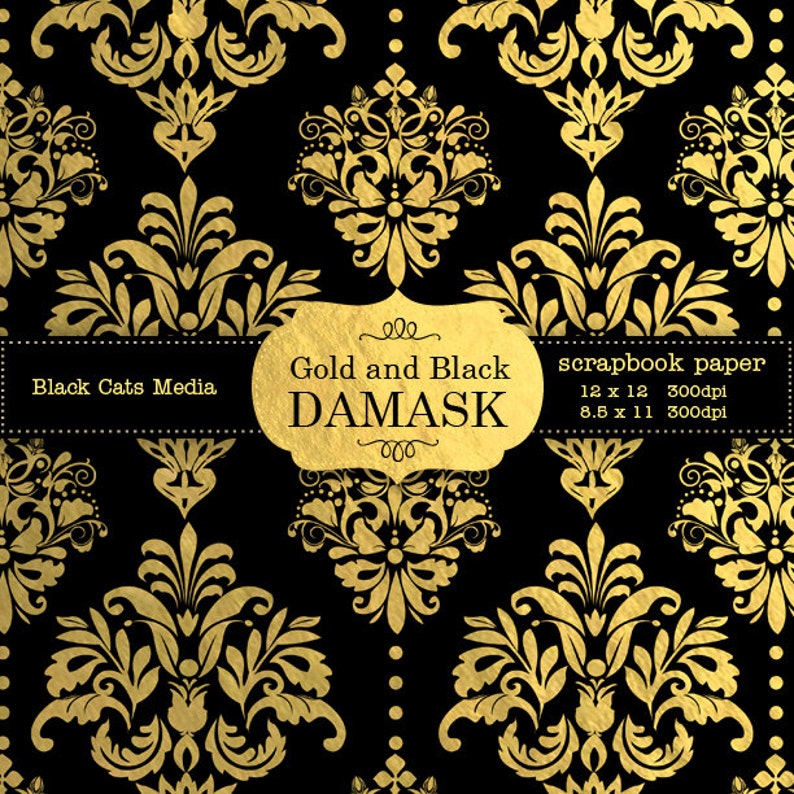 Black and Gold Damask Wedding Papers Gold and Black Wedding Etsy UK