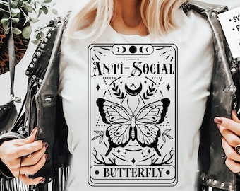 Anti-social Butterfly SVG, Antisocial SVG, Antisocial butterfly svg, Tarot butterfly svg, Sarcastic SVG, Introvert svg, anti-social Svg