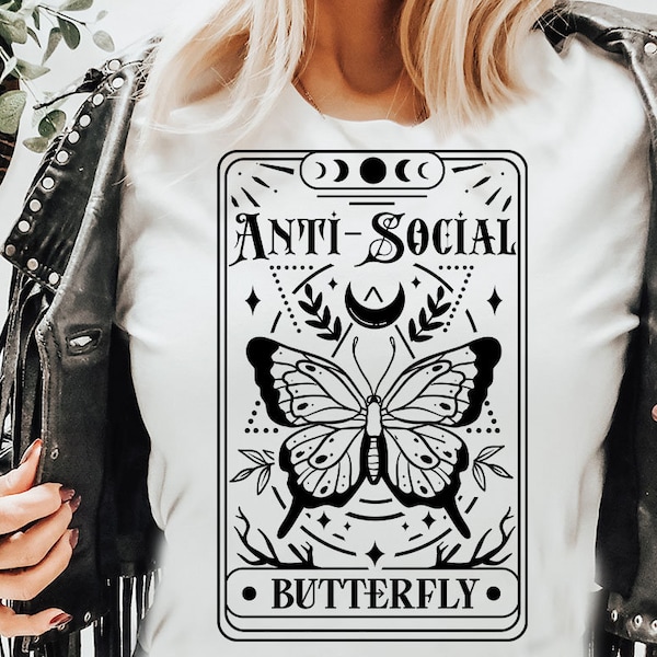 Anti-social Butterfly SVG, Antisocial SVG, Antisocial butterfly svg, Tarot butterfly svg, Sarcastic SVG, Introvert svg, anti-social Svg