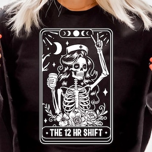 Die 12-Stunden-Schicht, Die Krankenschwester Tarot Karte, Skelett Krankenschwester Tarot, Krankenschwester SVG, Krankenschwester